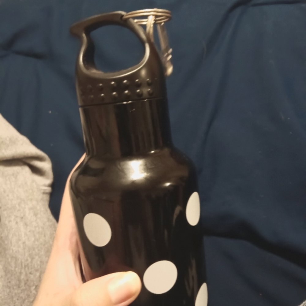 Victoria secret PINK water Bottle with black and white polkadots